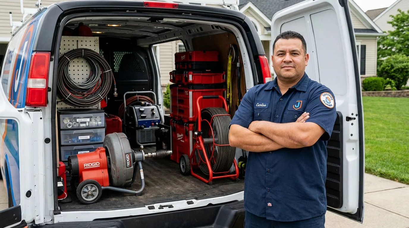 Professional drain cleaning equipment and Johns Plumbing LLC plumber in Arab