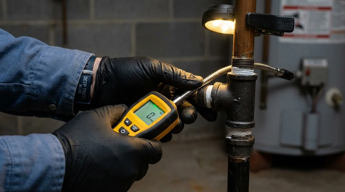 Gas leak detection with electronic sniffer by Johns Plumbing LLC in Arab